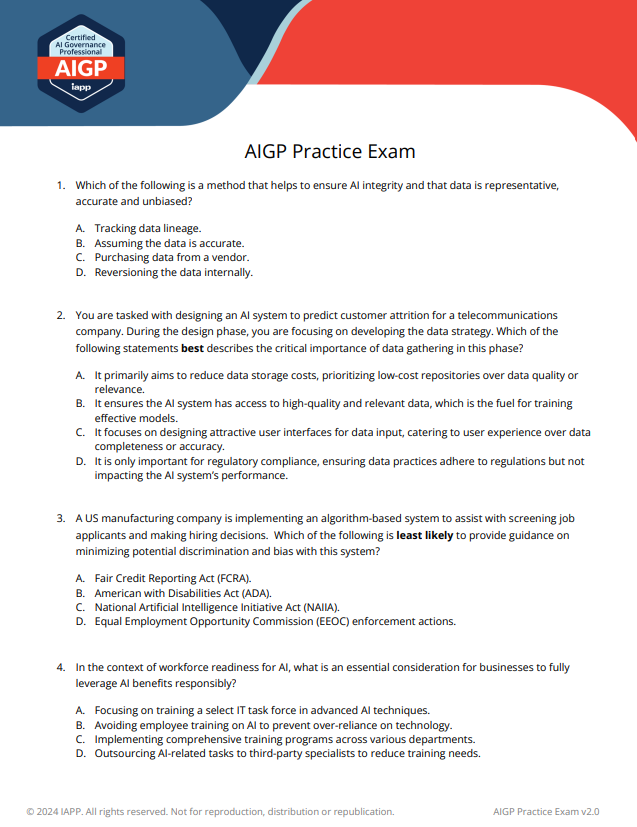 iapp AIGP Practice Exam v2.0