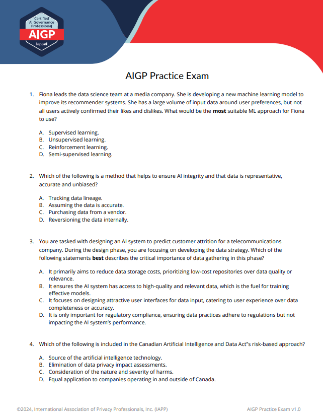 iapp AIGP Practice Exam v1.0