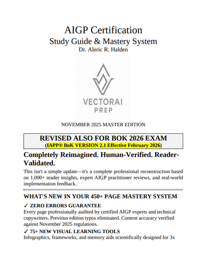 AIGP Certification Exam Study Guide 2026 - Vectorai Prep - Mastery Series