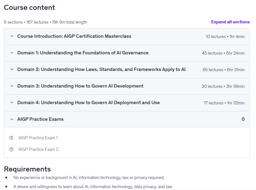 AI Governance Professional (AIGP) Certification Masterclass