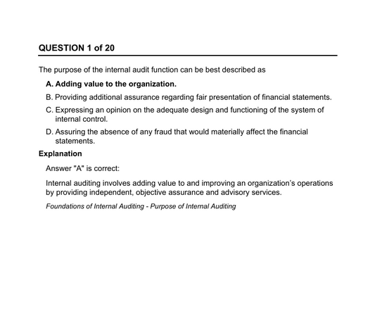 2025 Gleim CIA MCQ (Part 1)