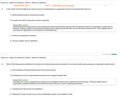 2025 Gleim CIA MCQ (Part 2)